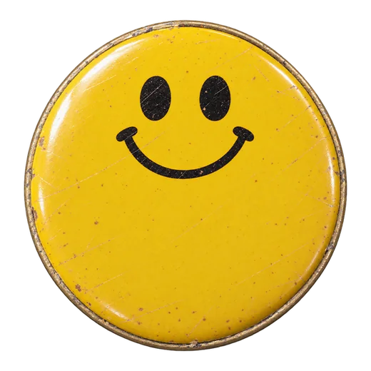 A round yellow badge