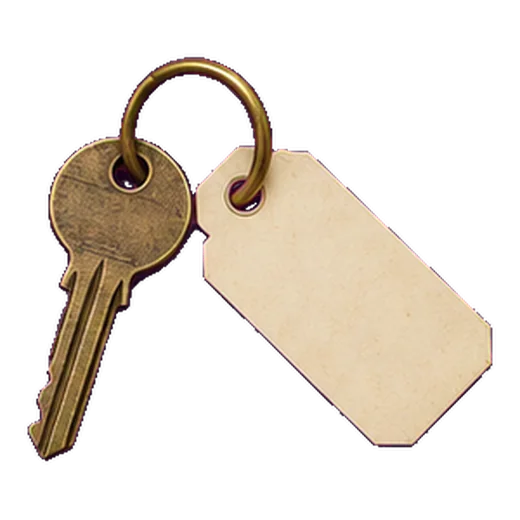 A brass key with a paper tag